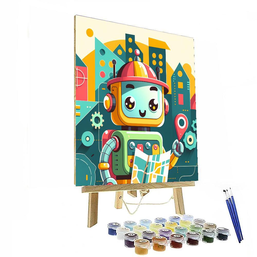 Curious Little Robot Explorer Painting By Numbers Kit