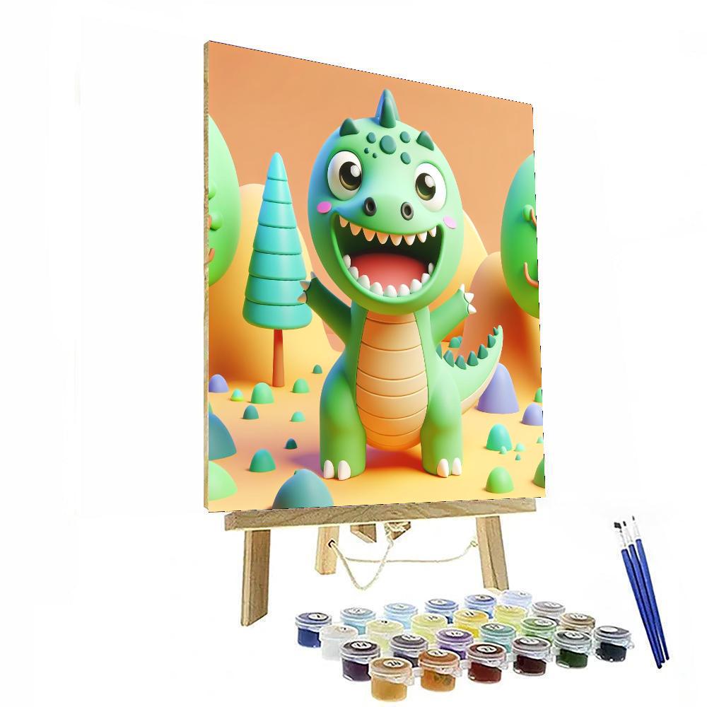 Giggly Dinosaur Paint By Number
