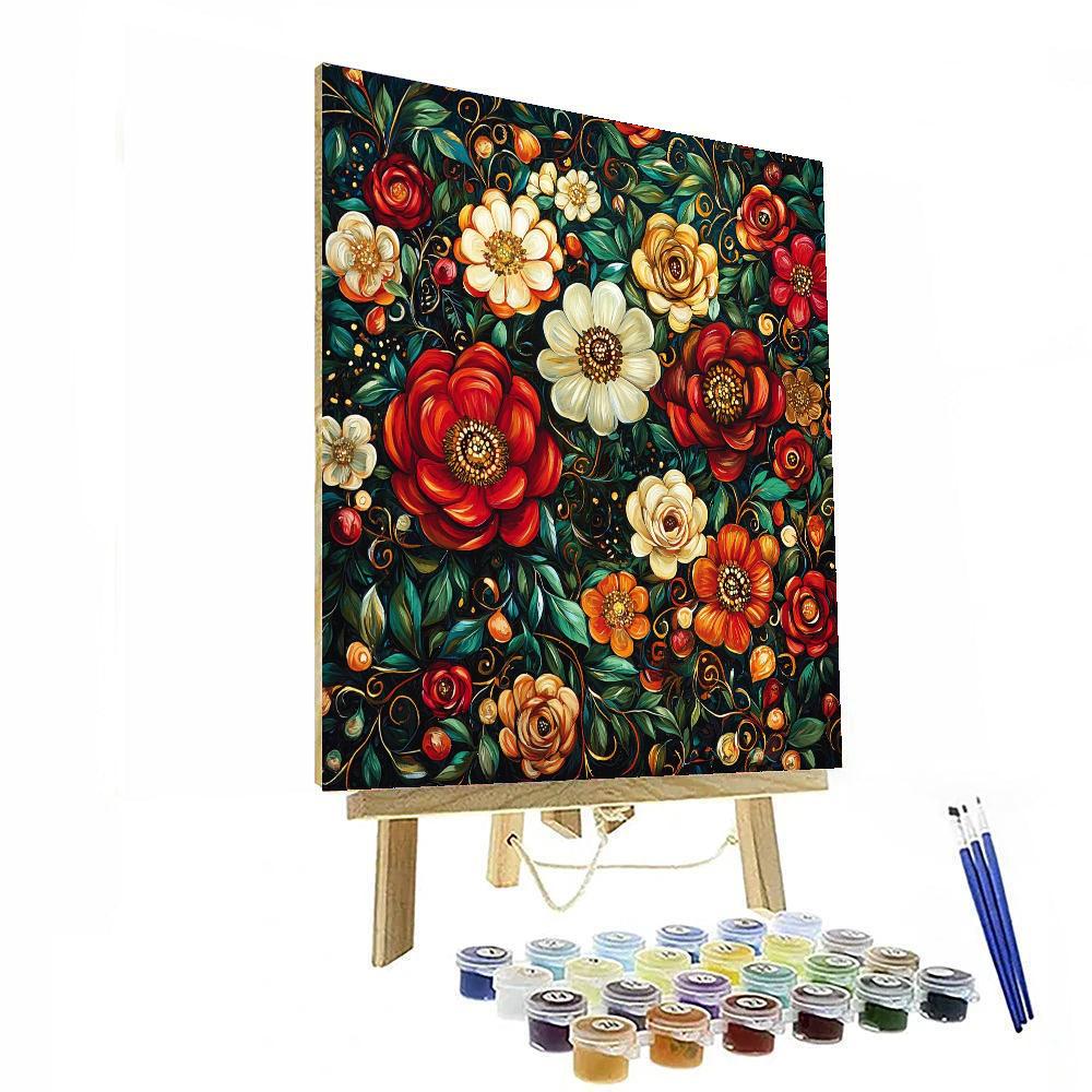 Gustav Klimt Inspired Luminous Flowers  Paint By Numbers