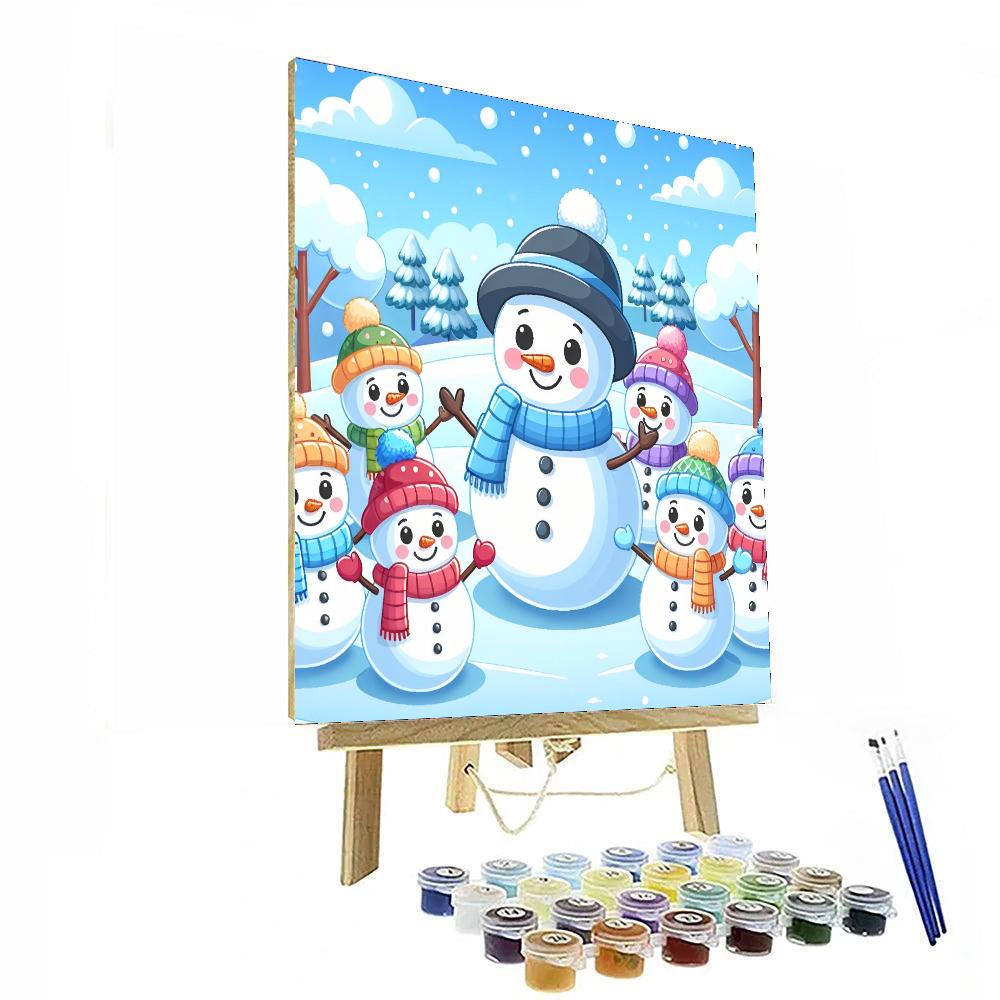 Happy Snowmen Paint By Numbers Art