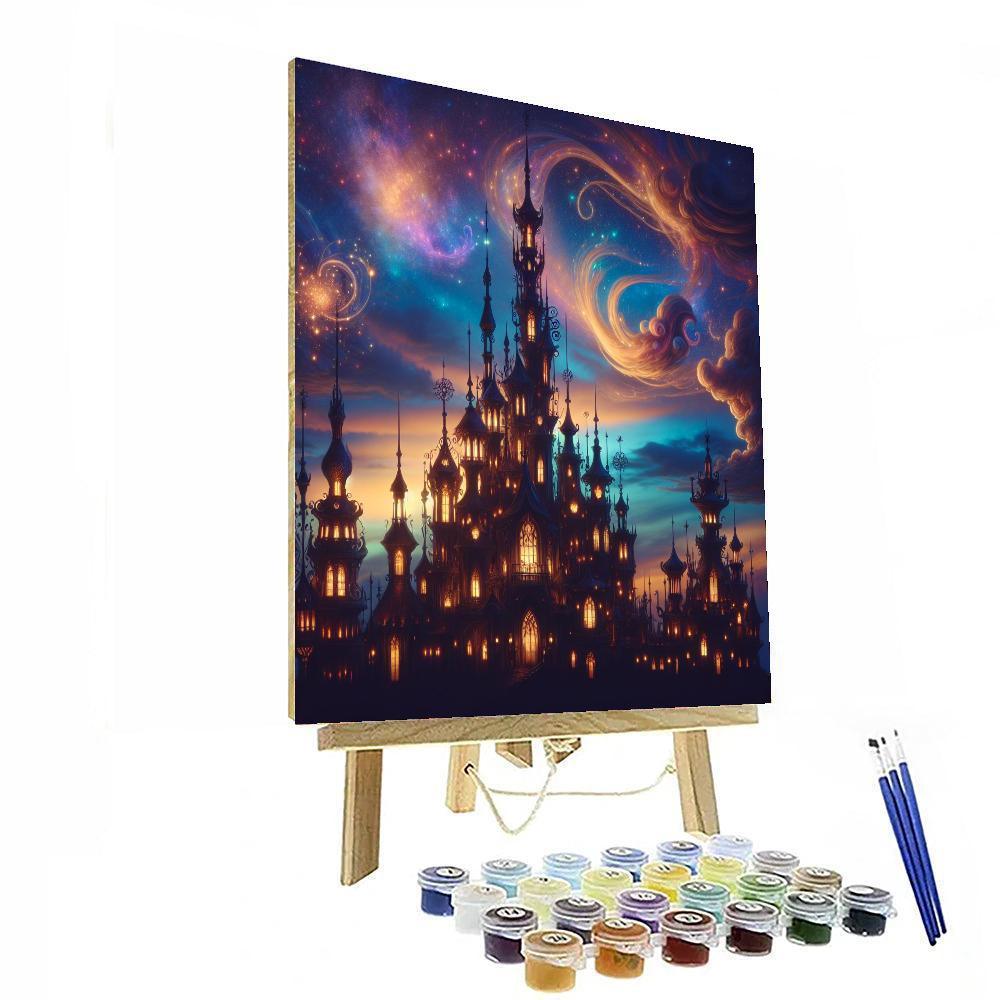 Magical Castle At Dusk Number Painting
