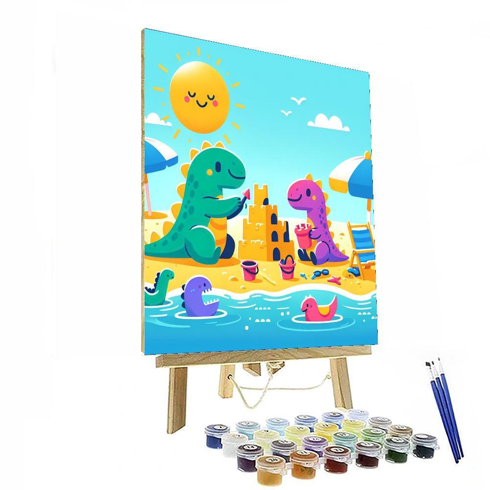 Playful Dinosaurs At The Beach Numbered Painting Kits