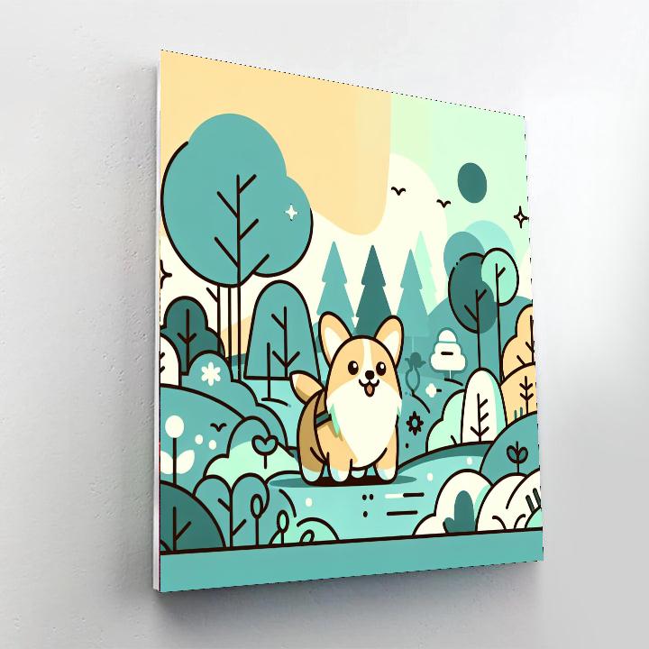 Clever Corgi Adventure Paint By Numbers Art