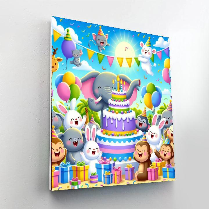 Cheerful Animal Birthday Party Paint By Number