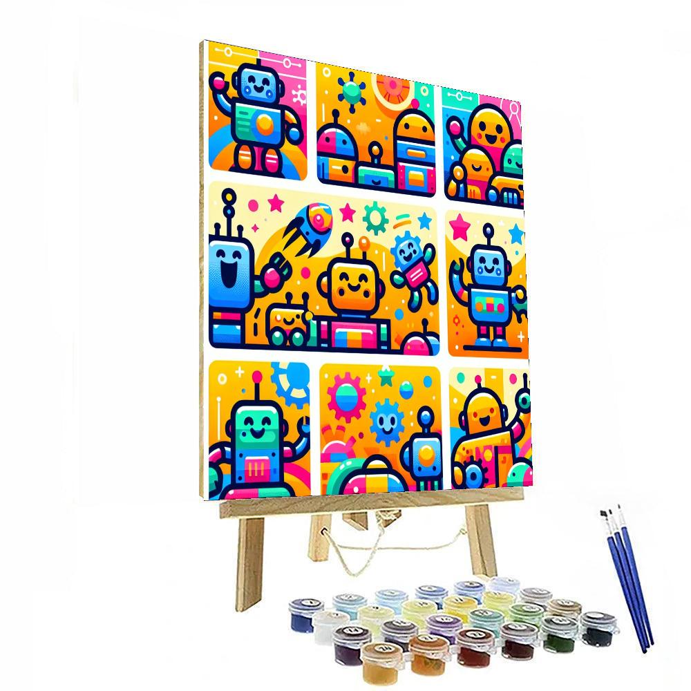Cheerful Robots Numbered Painting Kits