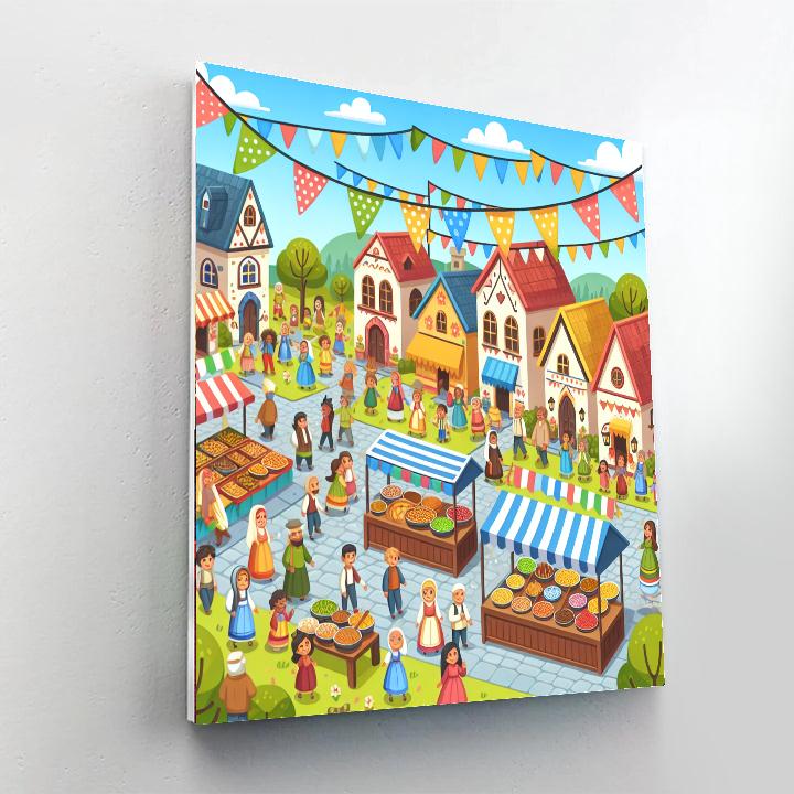 Charming Village Celebration Paint By Numbers Art