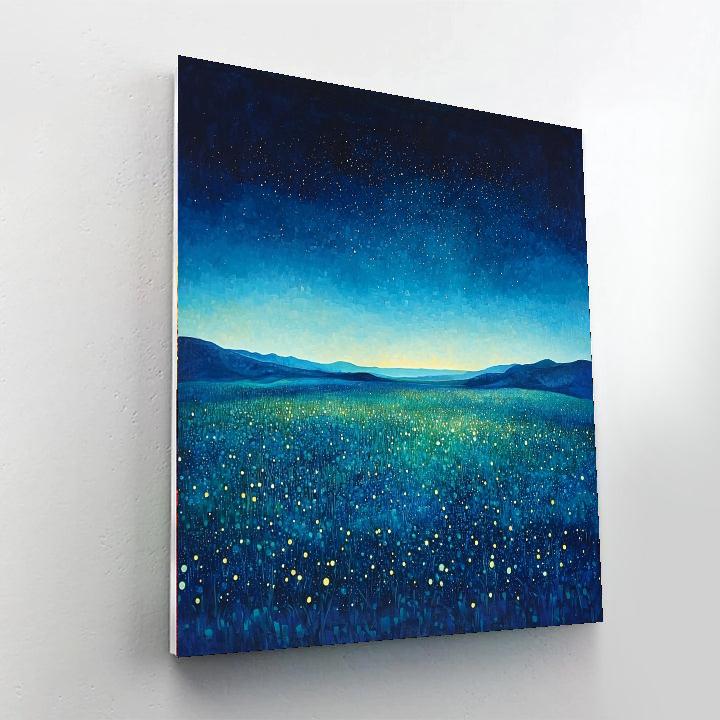 Georges Seurat Inspired Starlit Meadow Dreamscape  Number Painting