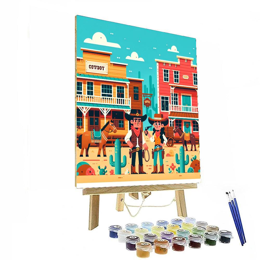 Wild West Town Showdown Number Painting