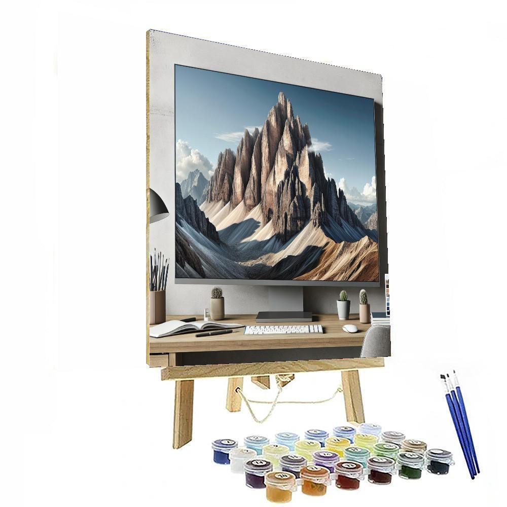 Dramatic Mountain Peak Painting Number Kit