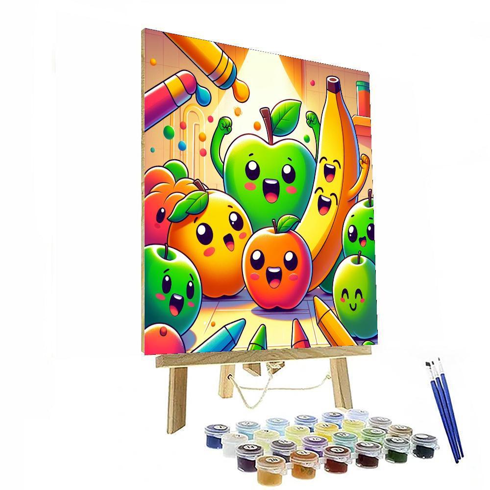 Silly Fruit Friends Paint By Numbers Art