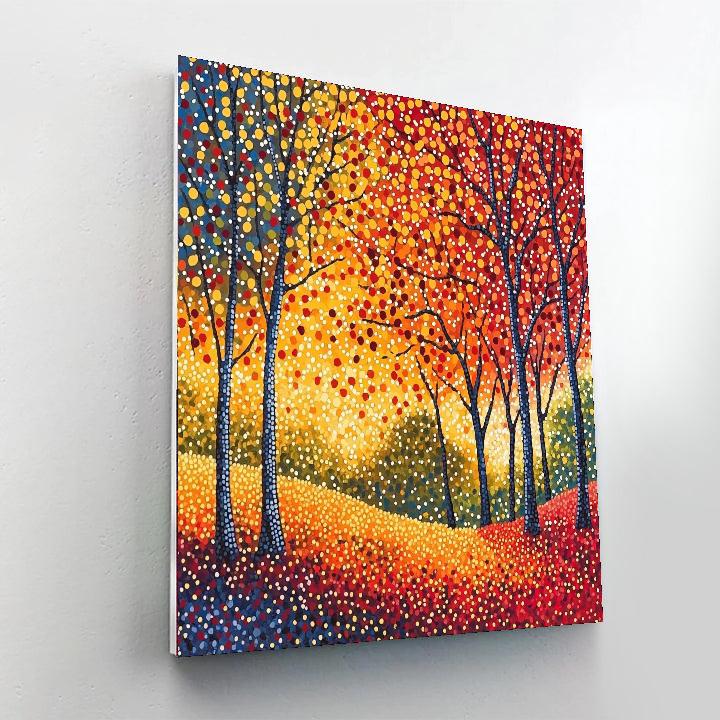 Georges Seurat Inspired Whimsical Autumn Glow  Paint By Numbers Art