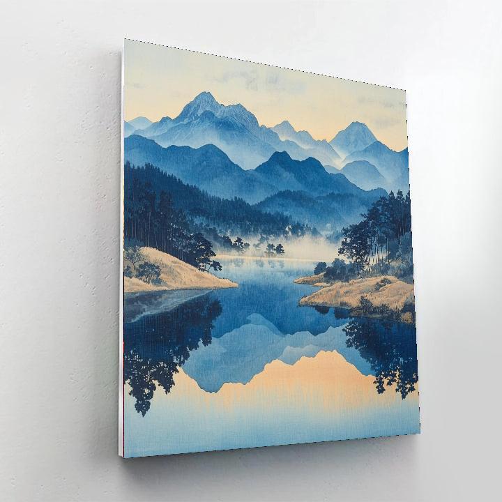 Utagawa Hiroshige Inspired Zen Mountain Reflection  Paint By Numbers Art
