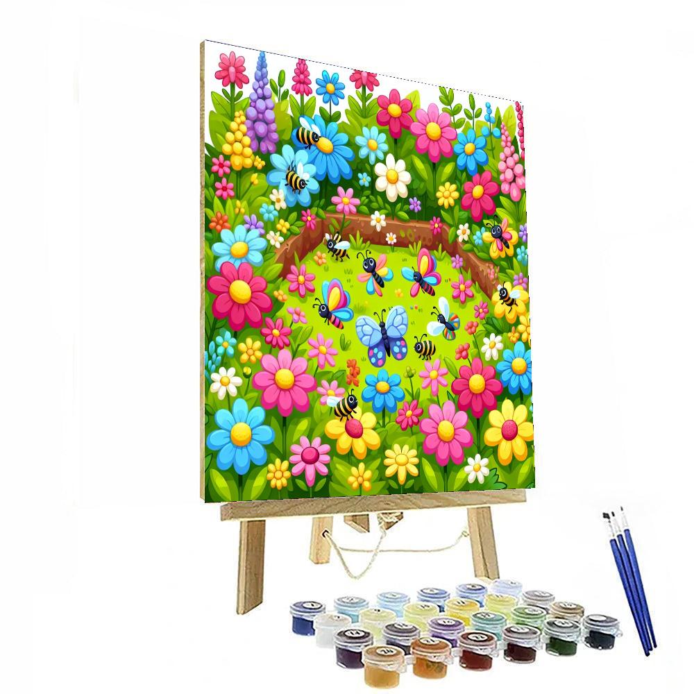 Vibrant Garden Butterfly Chase Painting Number Kit