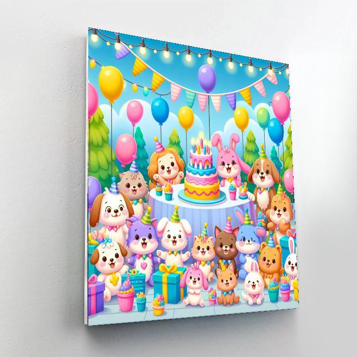 Happy Animal Birthday Party Paint By Number