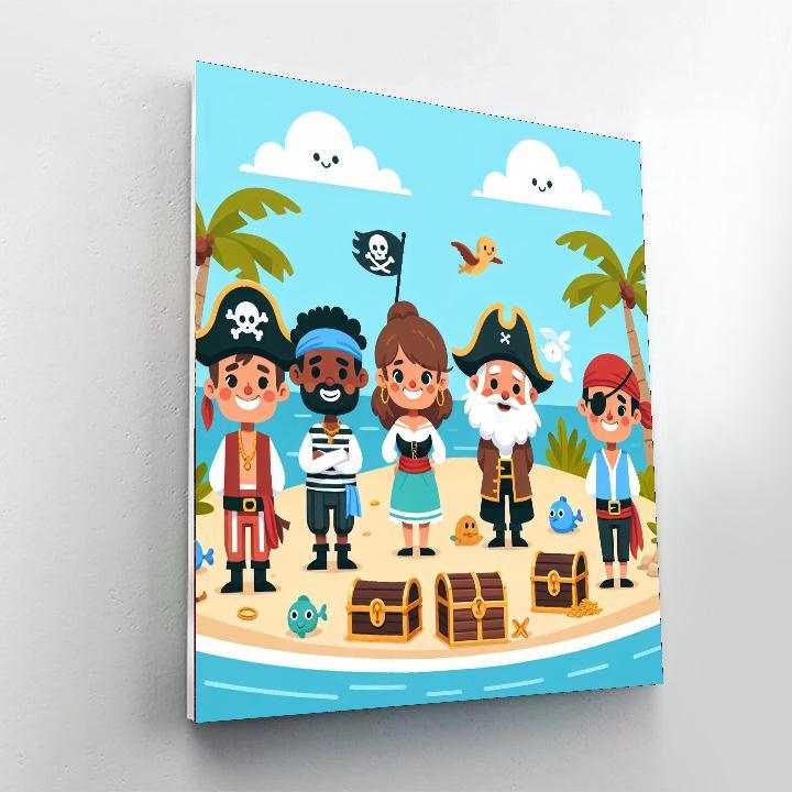 Silly Pirate Treasure Hunt Paint By Numbers Art