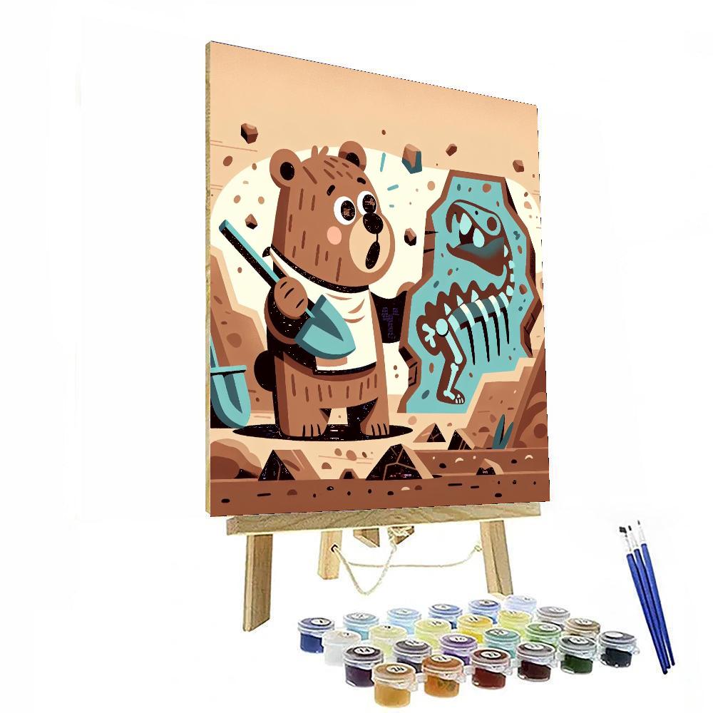 Fossil Excavator Bear Number Painting