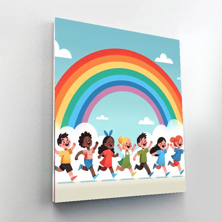 Cheery Rainbow Chase Painting By Numbers Kit