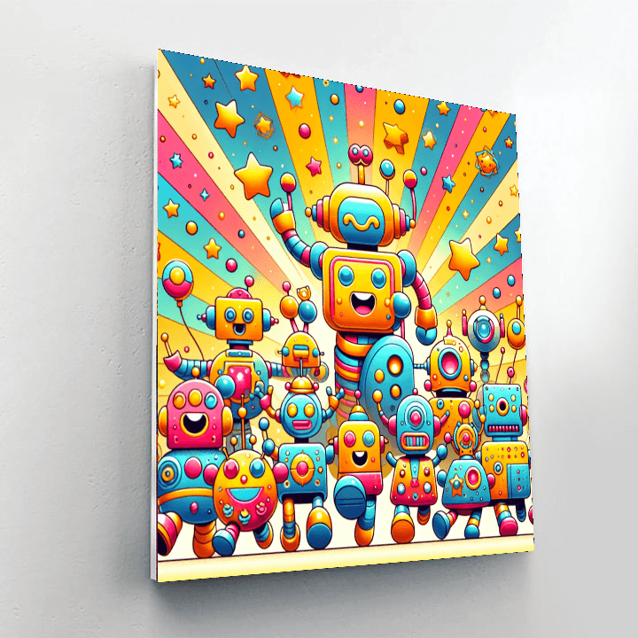 Whimsical Robot Parade Paint By Numbers