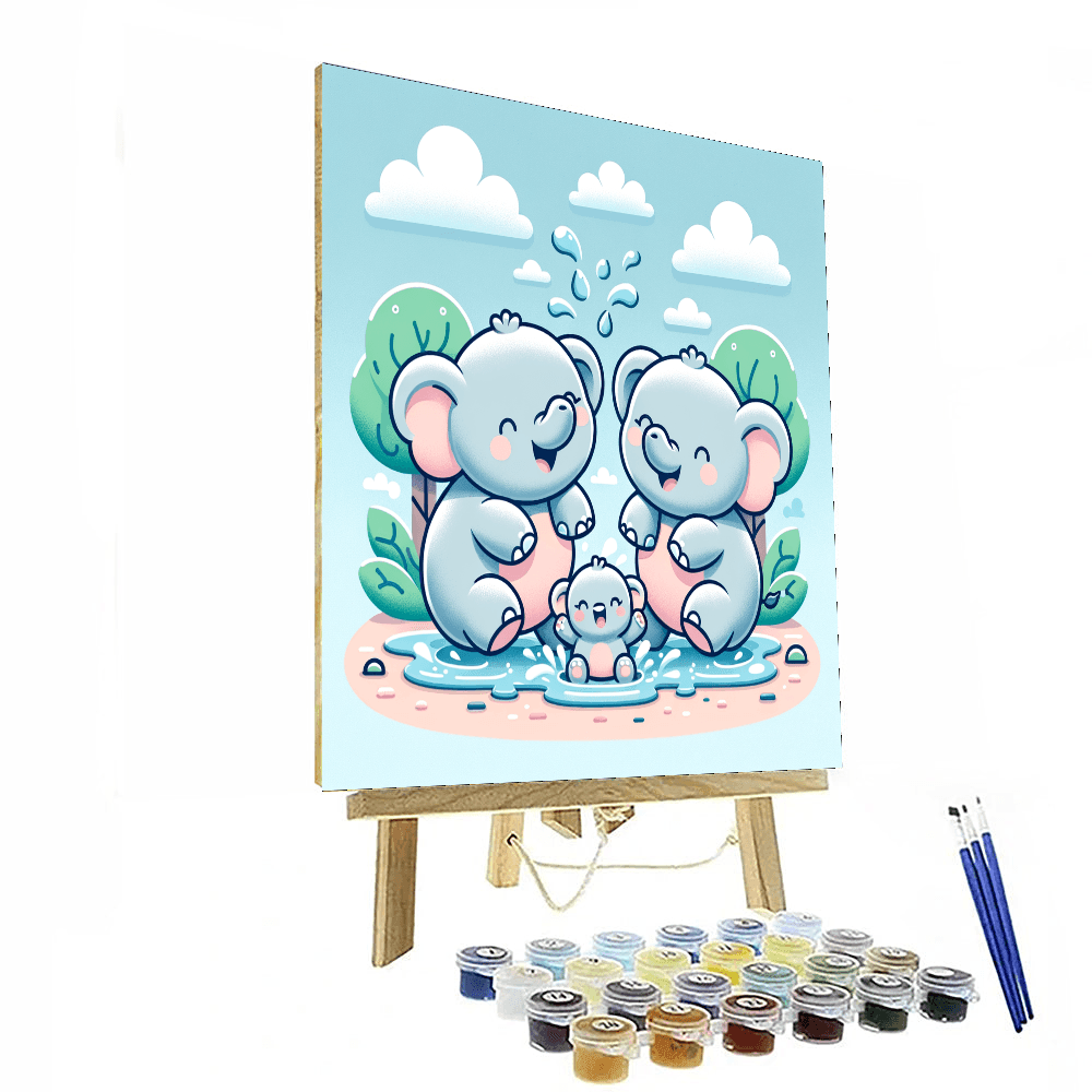 Playful Elephant Family Paint By Number