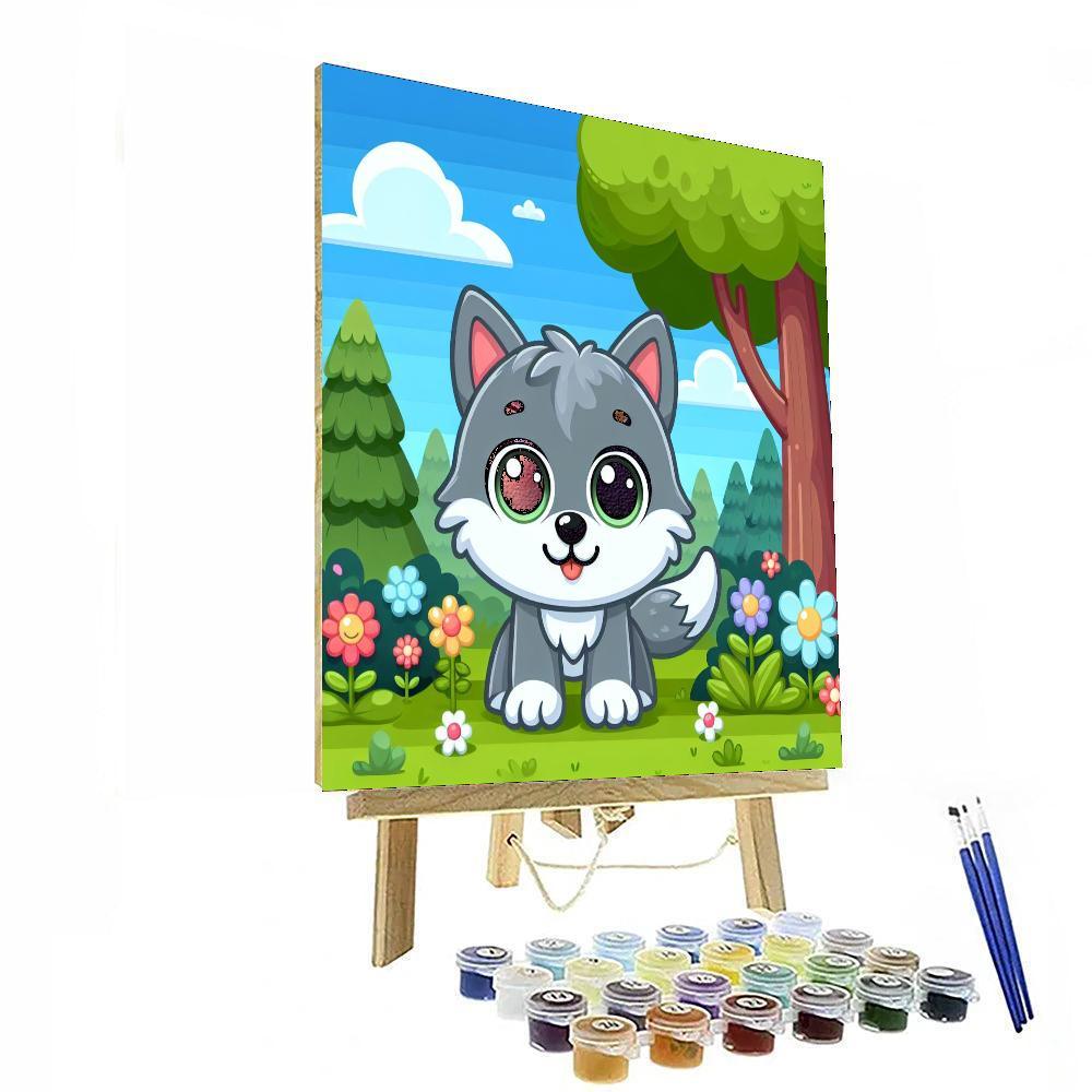 Whimsical Wolf Pup Paint By Number