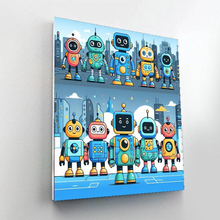 Robot Adventure Land Painting By Numbers Kit