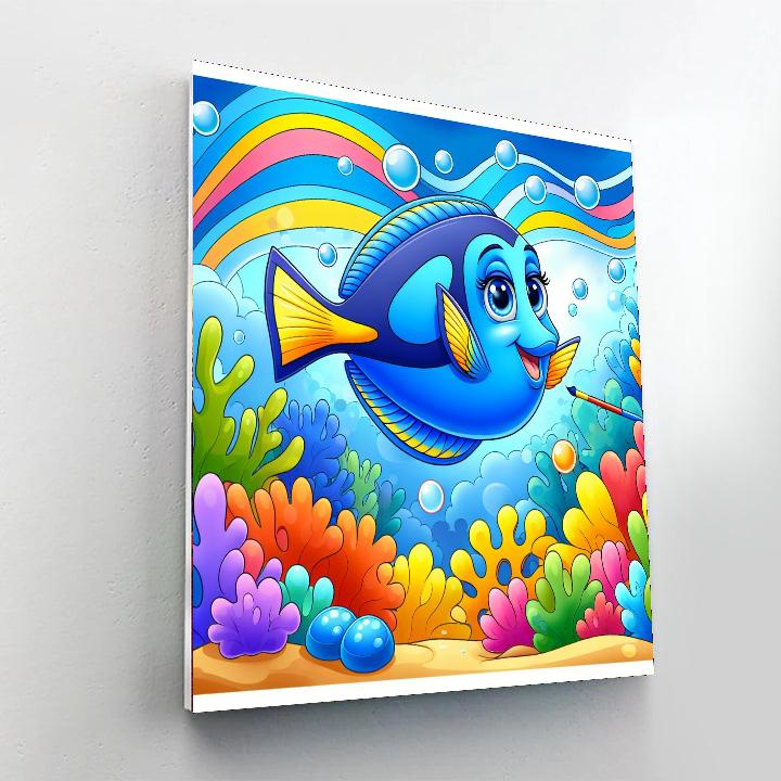 Bright Blue Tang Paint By Numbers Art