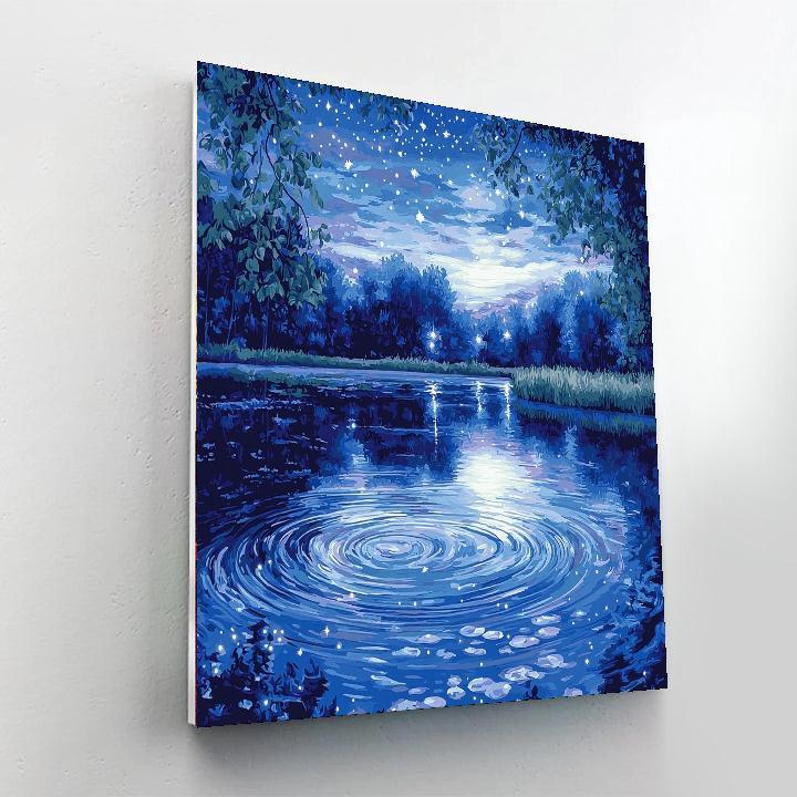 Claude Monet Inspired Starlit Sky Over A Tranquil Lake  DIY Paint By Numbers