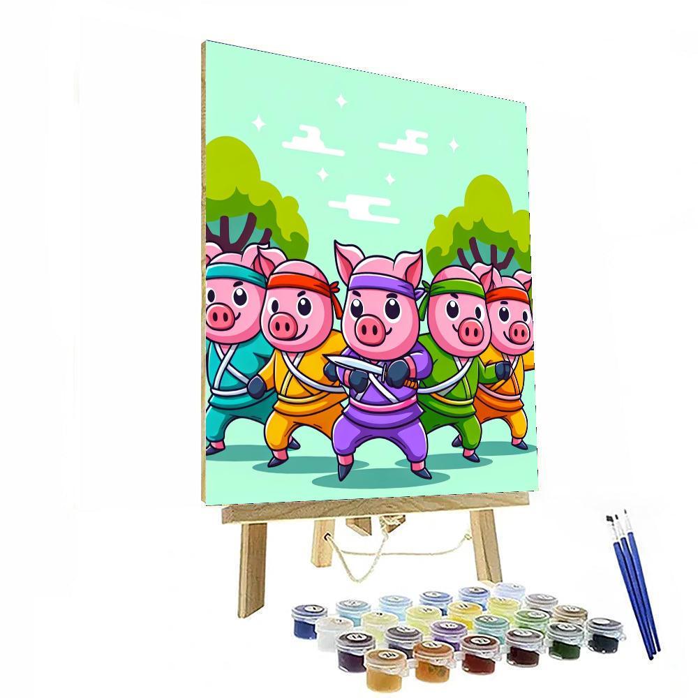 Ninja Pigs Painting Number Kit