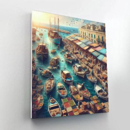 Vintage Mediterranean Harbor Paint By Numbers Art