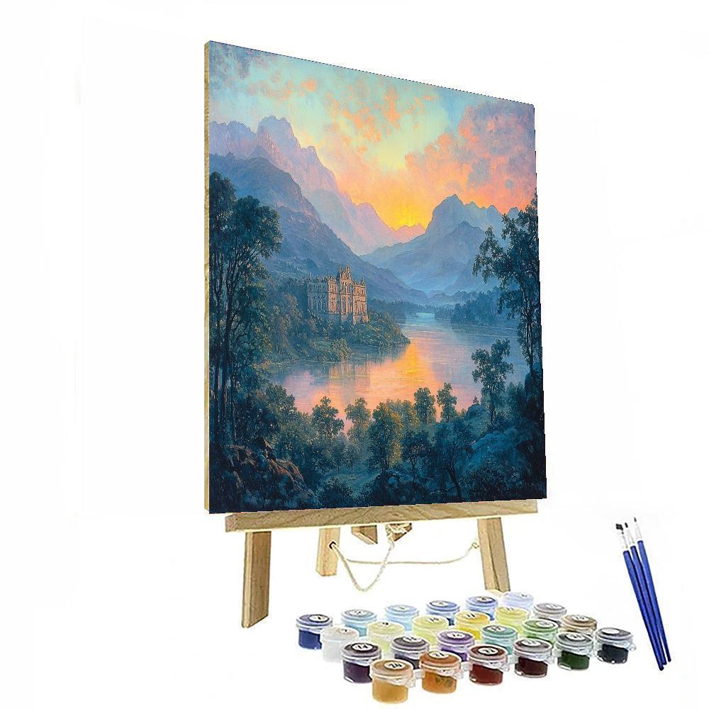 J.M.W. Turner Inspired Ethereal Mountain Glow  Paint By Color