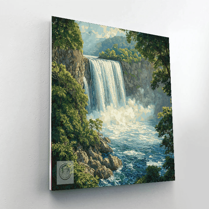 Katsushika Hokusai Inspired Serene Waterfalls  DIY Paint By Numbers