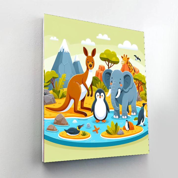 Amazing Animals Around The World Number Painting