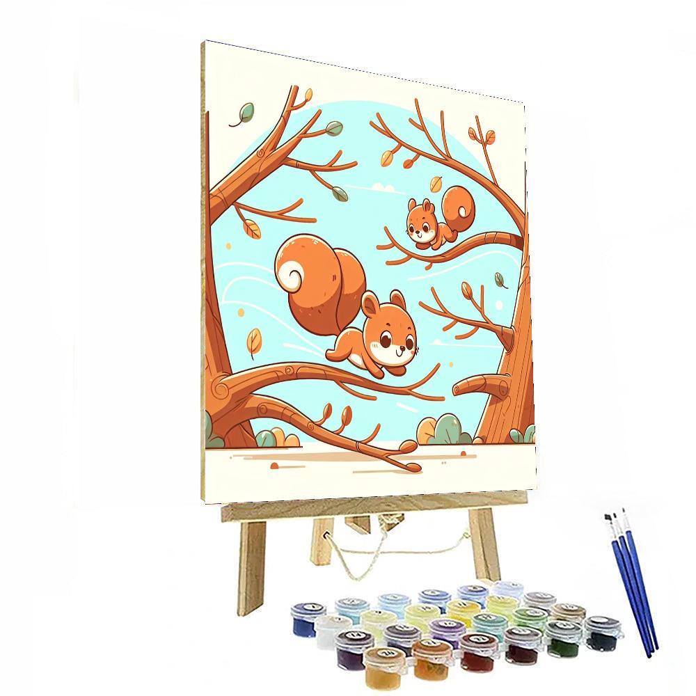 Spirited Squirrel Chase Paint By Numbers Kits