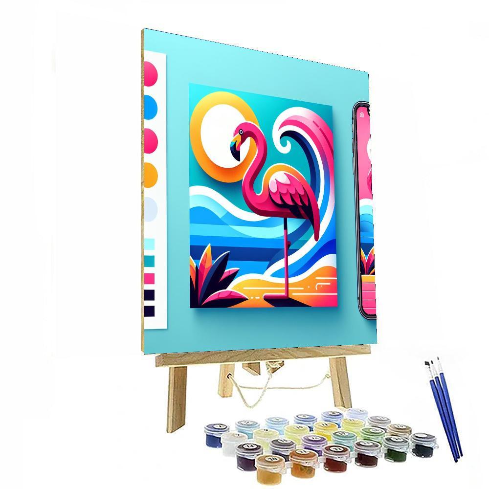 Sunny Beach Day Flamingo Painting By Numbers Kit