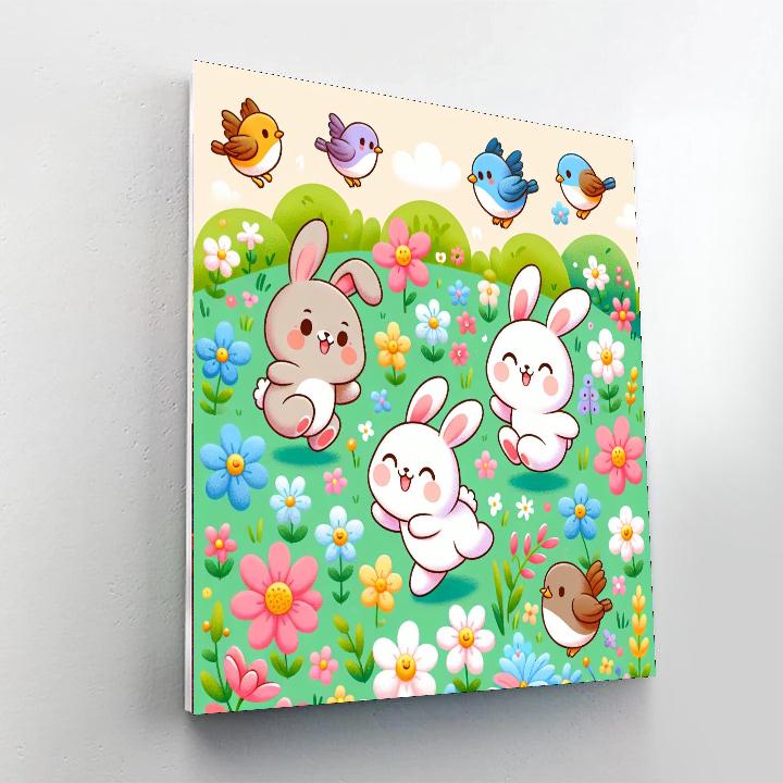 Springtime Bunny Parade Number Painting