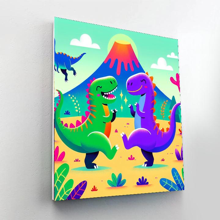 Dancing Dino Duo Paint By Numbers Art