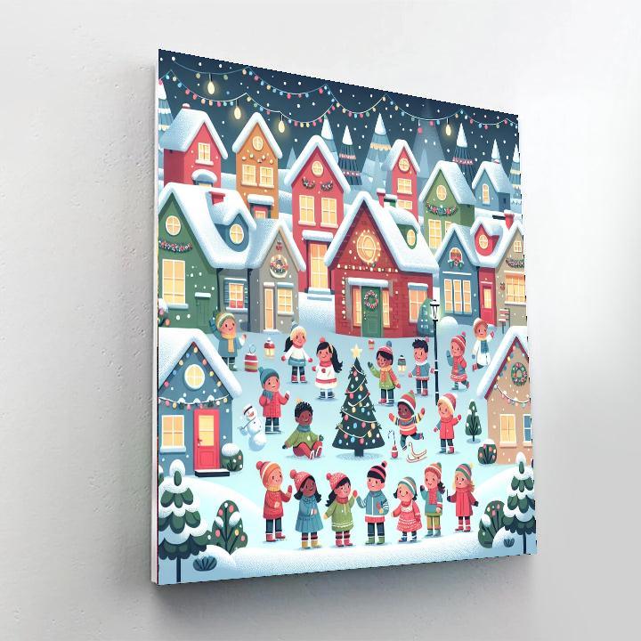 Cozy Snowy Village Paint By Number