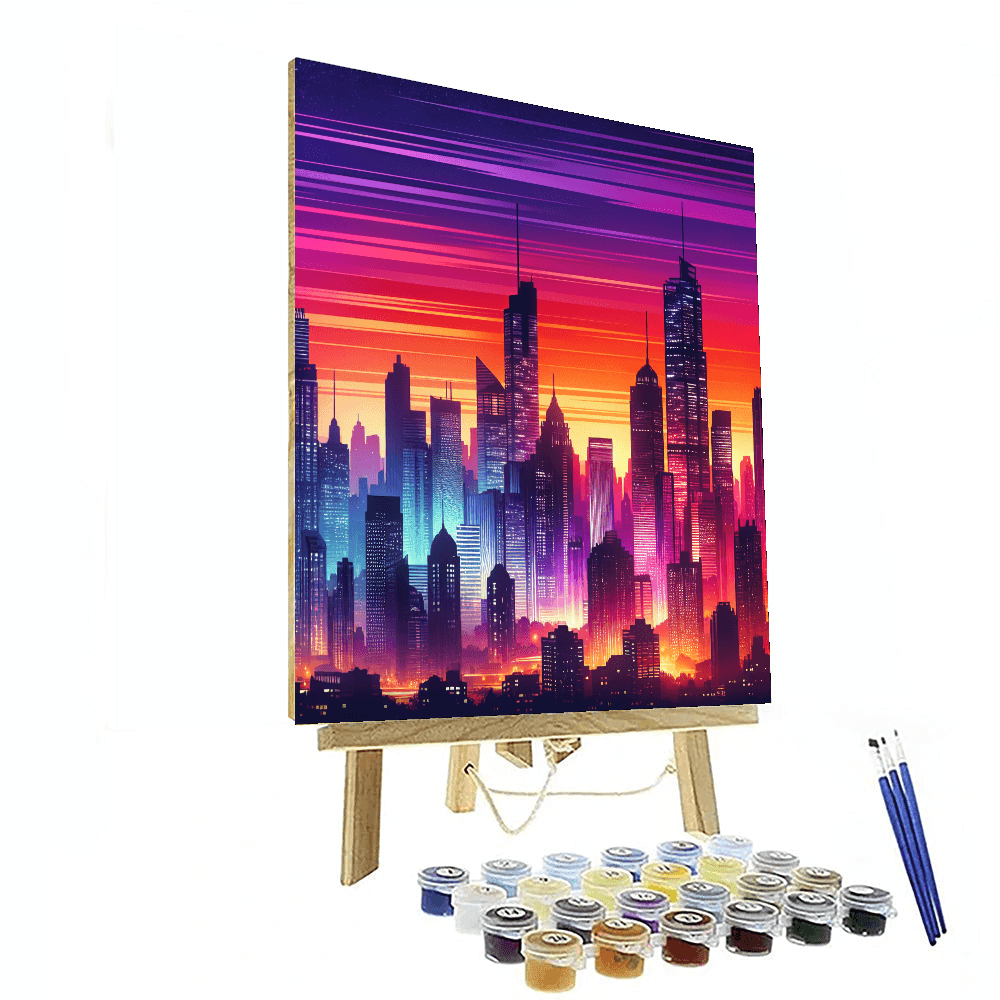Captivating Urban Skyline Painting Number Kit