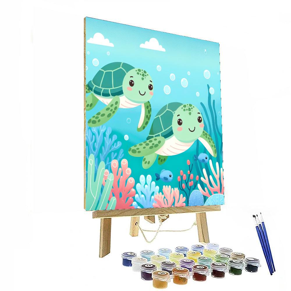 Gentle Sea Turtles Paint By Numbers Art