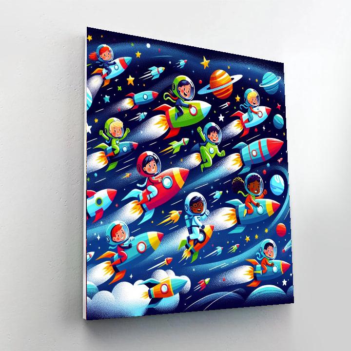 Petite Astronauts Space Race Paint By Numbers Art