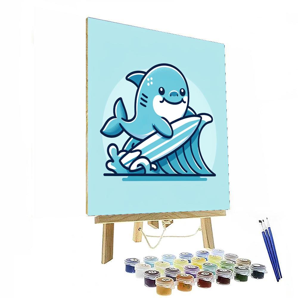 Surfing Shark Number Painting