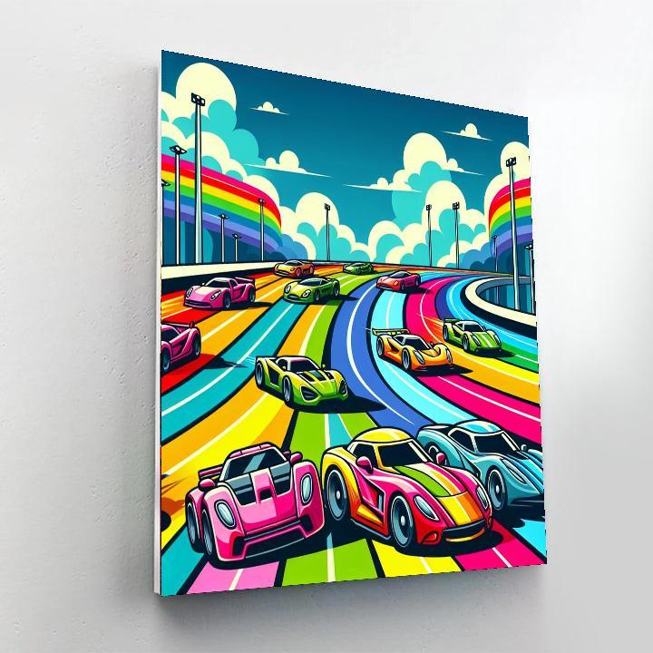 Rainbow Racers Paint By Color