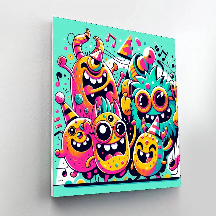 Funky Monster Dance Party Paint By Numbers Art