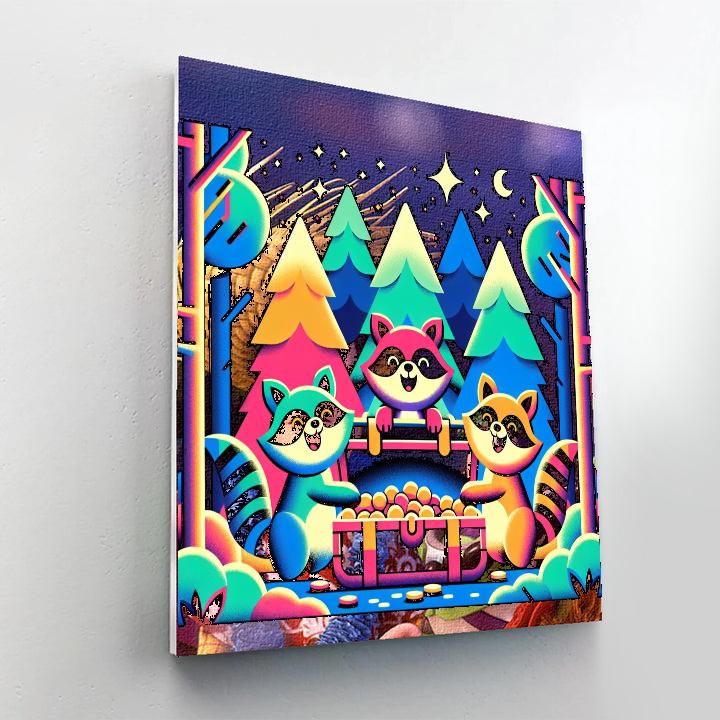 Adventurous Raccoons Paint By Numbers Art