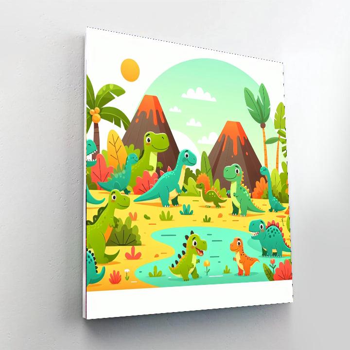 Dinosaurs Roam Number Painting