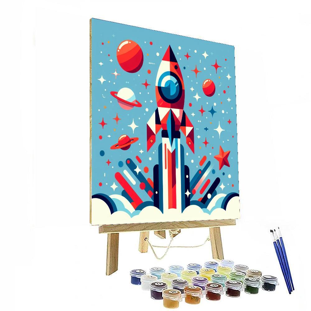 Rocketship Journey To The Stars Paint By Color