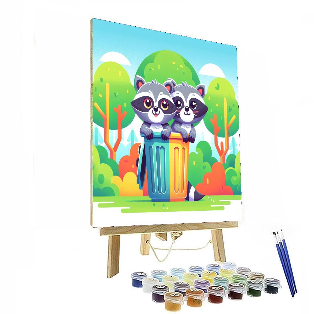 Silly Raccoons Number Painting