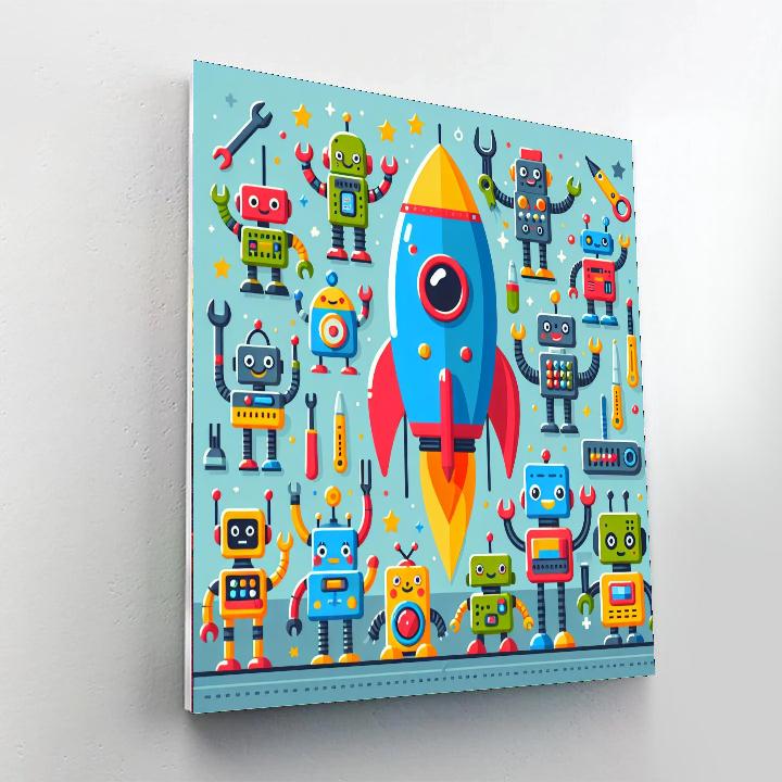 Robots At Work Paint By Numbers Art