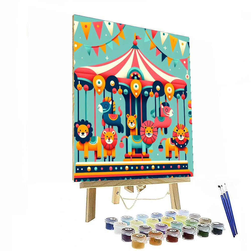 Colorful Carousel Carnival Paint By Numbers Art