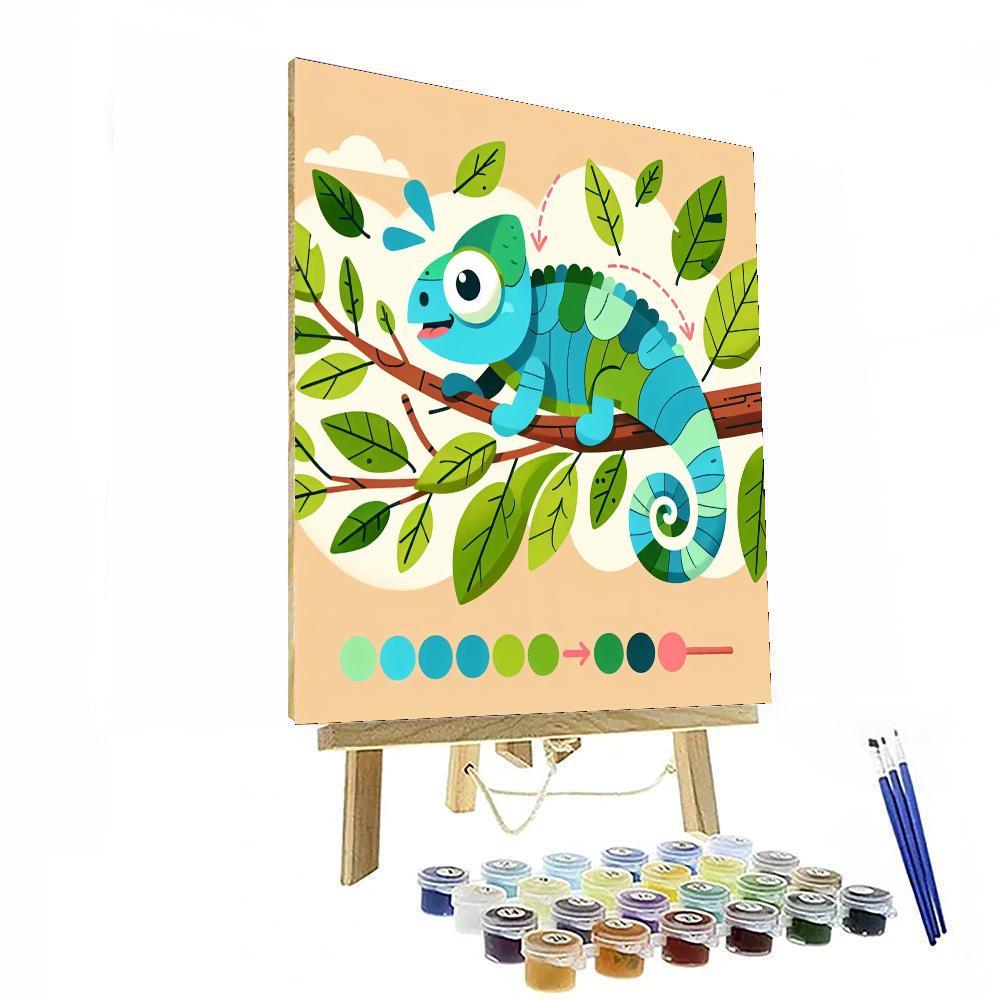 Rainbow Chameleon Number Painting